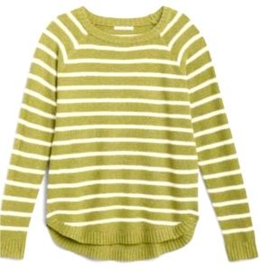 Green and white striped sweater